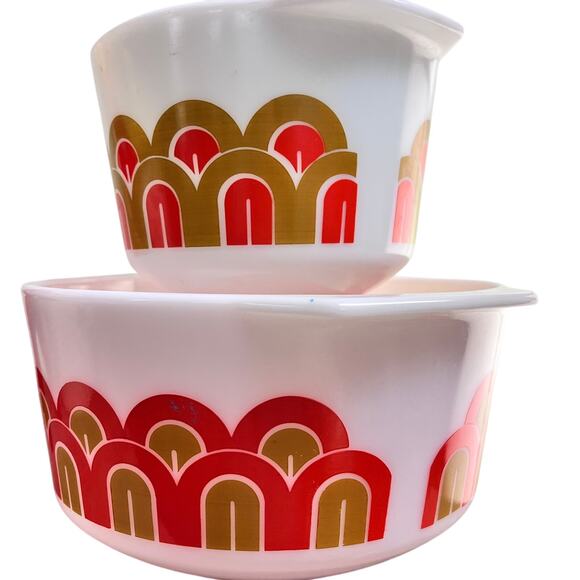 Vintage Pyrex Arches / Fish Scale Mixing Bowls 343  1.5 QT & 344 3 QT - Picture 4 of 4